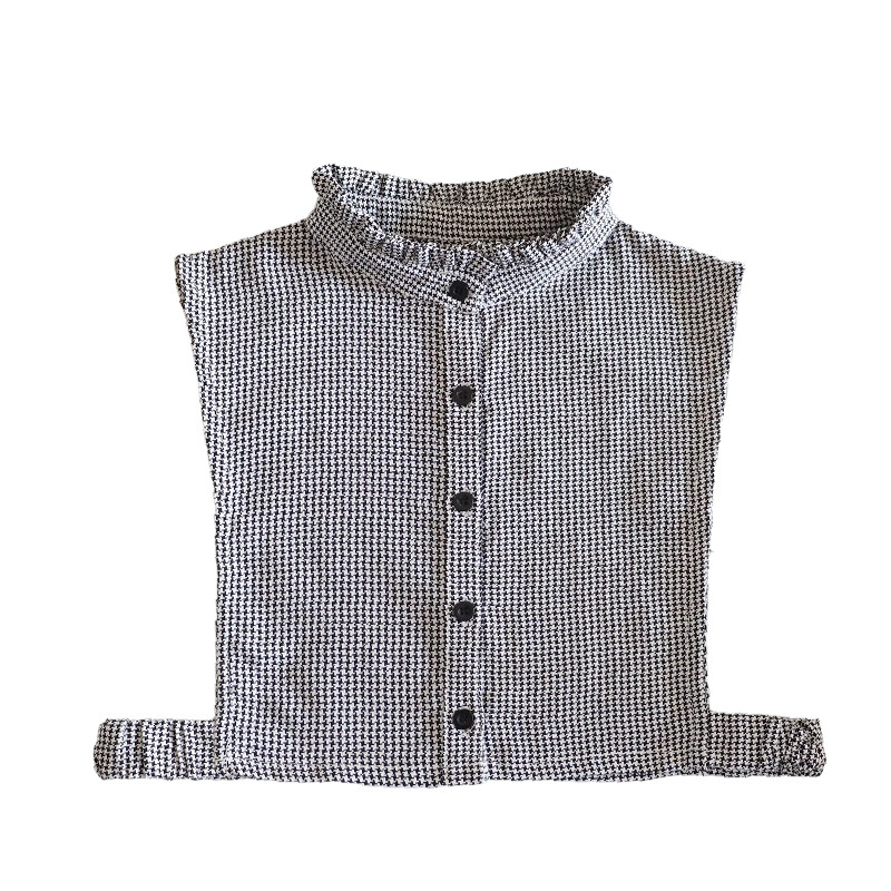 SNOW HOUSE AUTUMN AND WINTER CASUAL HOUNDSTOOTH PLAID ROUND NECK FALSE COLLAR WOMENS HUNDRED SWEATER BASE STAND COLLAR FAKE COLLAR