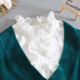 小雪之屋百褶荷叶边假领子女百搭内搭配毛衣雪纺衬衫 领护颈假衣领