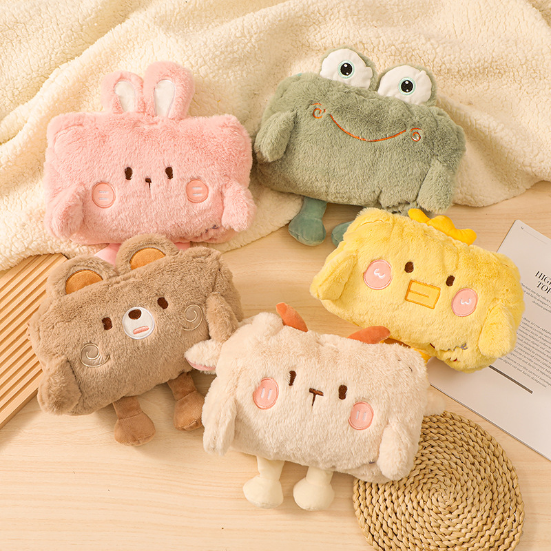 充电热水袋双插手暖水袋暖手宝可拆洗毛绒套热敷肚子暖宝宝冬季新