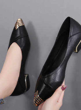 单鞋软皮妈妈鞋软底工作鞋