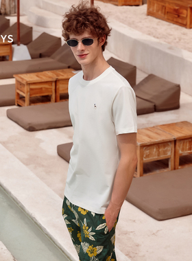 【所有女生直播间】Hazzys哈吉斯短袖t恤男圆领纯色休闲打底