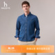 男士 Hazzys哈吉斯秋季 经典 牛仔长袖 上衣 衬衫 商场同款