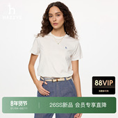 商场同款 Hazzys哈吉斯圆领T恤女春夏新款 休闲时尚 短袖 上衣潮