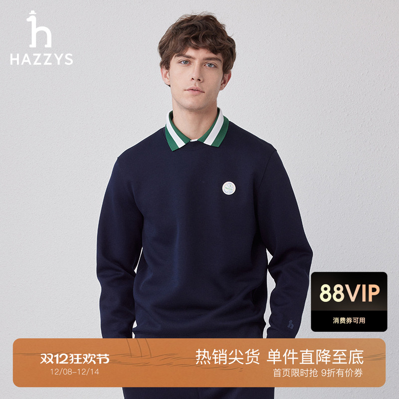 hazzys休闲圆领长袖卫衣