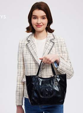 Hazzys哈吉斯大容量斜挎托特包女士简约潮流时尚通勤单肩手提包