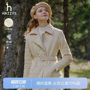 短款 Hazzys哈吉斯秋冬格子潮流棉服女士休閑風(fēng)衣時尚 外套上衣