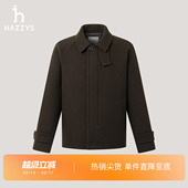 翻领插肩袖 男士 Hazzys哈吉斯冬季 廓形短大衣 商场同款