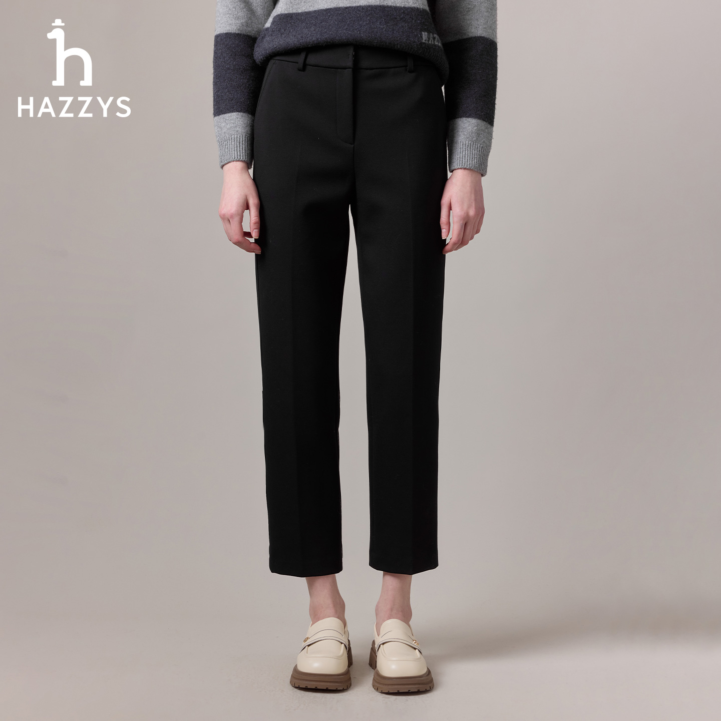 【商场同款】Hazzys哈吉斯小脚裤女2025秋冬新品休闲舒适通勤裤子