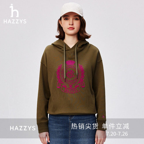 Hazzys印花连帽宽松卫衣