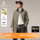 风衣纯色休闲巴恩风潮流通勤外套 中长款 Hazzys哈吉斯秋季 宽松男士