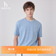 Hazzys哈吉斯夏季 体恤浅蓝色宽松运动上衣潮 T恤男圆领休闲短袖