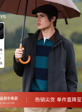 【秋季甄选】Hazzys哈吉斯男士经典时尚立领棉服通勤保暖外套上衣