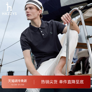 夏季 Hazzys哈吉斯男士 翻领POLO衫 商务休闲短袖 上衣T恤潮 经典