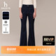 女时尚 Hazzys哈吉斯通勤深蓝色微喇拖地牛仔裤 甄选 休闲裤 秋季