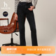 复古高腰休闲直筒牛仔裤 Hazzys哈吉斯秋冬女装 潮 磨毛内里