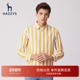 男士 条纹长袖 衬衫 Hazzys哈吉斯春季 潮流舒适时尚 休闲衬衣男