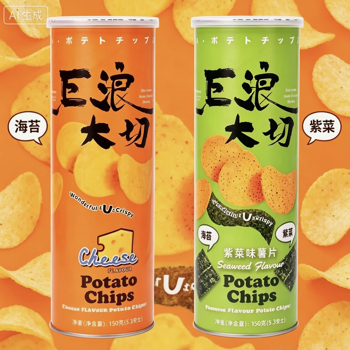 临期特价 巨浪大切薯片马来西亚进口紫菜味/奶酪味薯片150g小零食