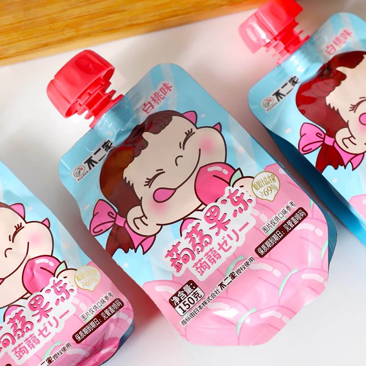 临期特价 不二家白桃水果味蒟蒻果冻150g果汁可吸果冻休闲零食图片
