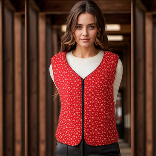 红柳羊毛马甲居家保暖坎肩羊毛加蚕丝填充可机洗修身保暖