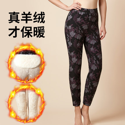 红柳加厚大码羊毛保暖裤高腰中老年女士棉裤四层加厚护腰护膝F608