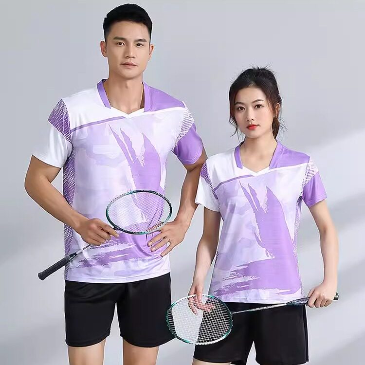 网球羽毛球男女情侣透气短袖速干圆领休闲套装乒乓球服定制速干