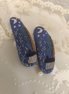 【木木子】纯手工刺绣田园风碎花刘海夹发饰发夹发卡BB夹边夹可定