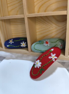 【木木子】纯手工刺绣花藤定制BB夹民族风刺绣发夹边夹脑后夹发卡