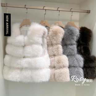 Rose欧尼 韩国代购仿毛皮草马甲女百搭保暖背心外套