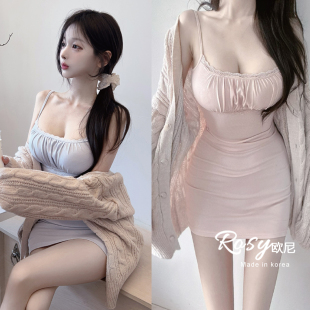 短裙气质 风蕾丝吊带连衣裙女性感修身 Rose欧尼 韩国代购