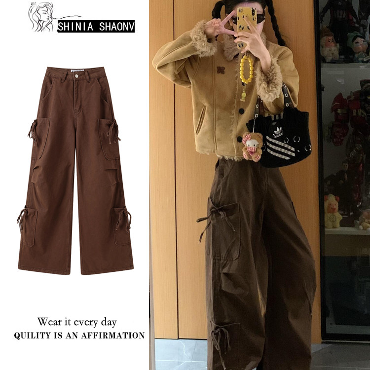 多口袋宽松设计感长裤2025年秋季