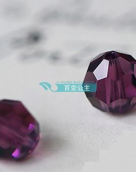 正品元素水晶散珠5000多切面地球珠204深紫色 8/10MM手链珠