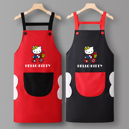 围裙家用厨房防水防油时尚女奶茶美甲hellokitty可爱日系韩版围腰