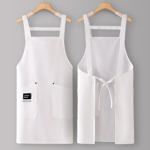 时尚棉布透气纯白围裙家居生活围腰上班耐磨美容按摩师美甲工作服