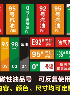 加油站油品标识牌加油机汽油柴油油品标识牌磁性贴国六B油气回收乙醇汽油罐号请再次确认中石化指示牌标牌