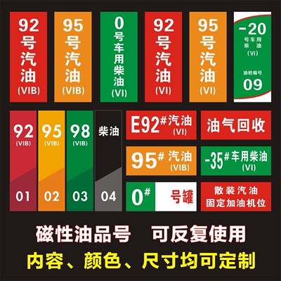 加油站油品标识牌汽油柴油磁性贴