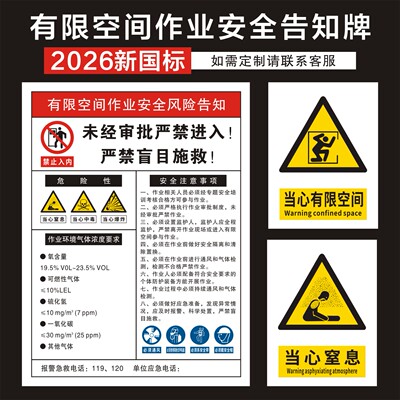 有限空间告知牌安全警示标识牌