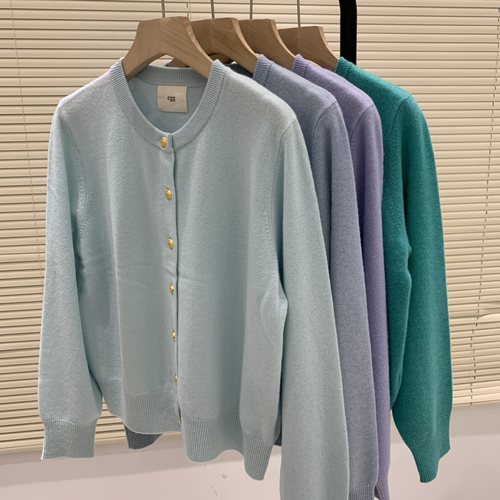 韩系新款全羊毛egg圆领针织开衫