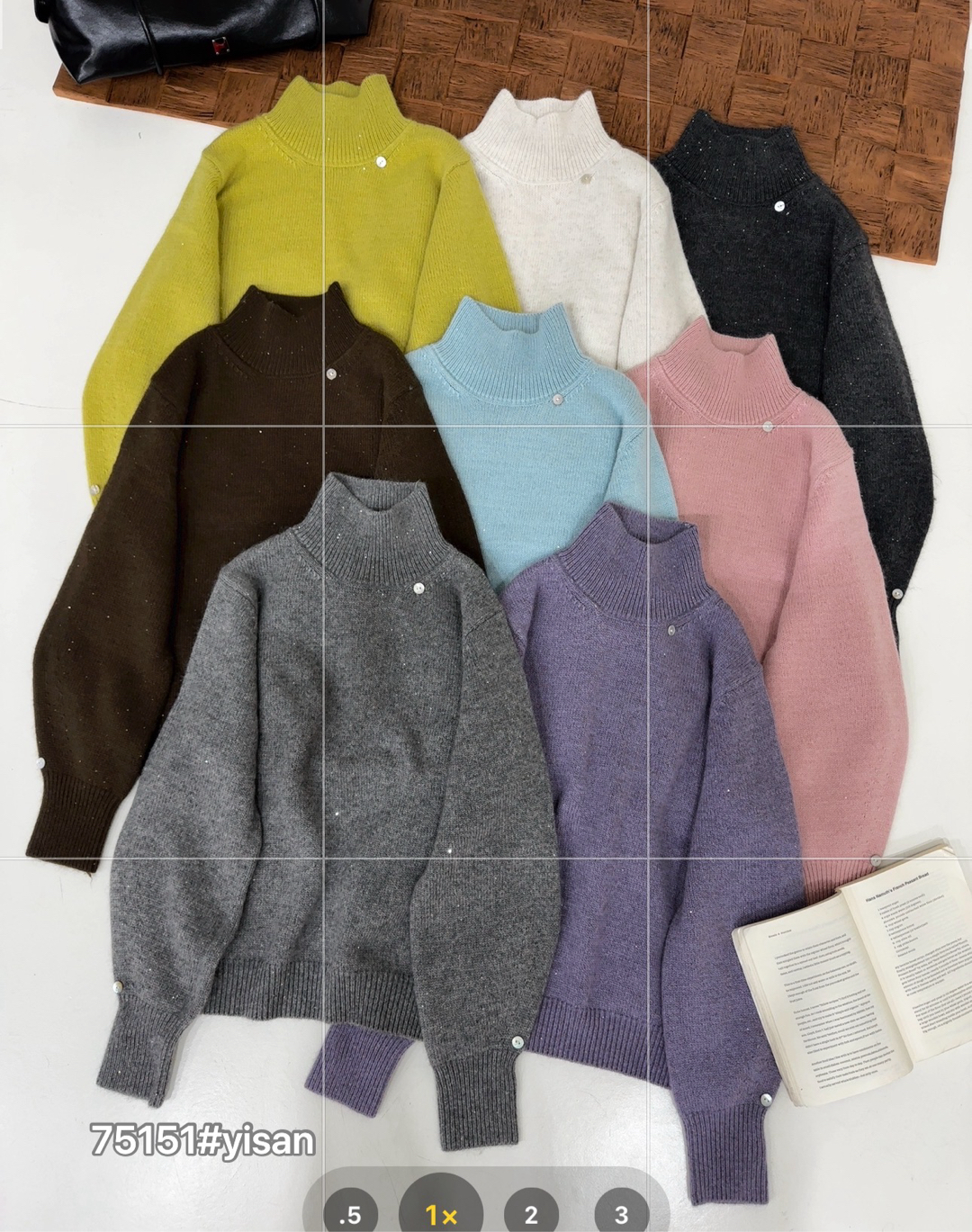 韩系新款高领纽扣针织衫女软糯洋气百搭套头毛衣打底衫上衣M75151