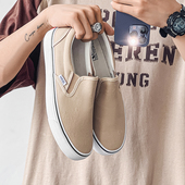 休闲板鞋 一脚蹬男鞋 男百搭小白鞋 懒人鞋 夏季 透气老北京黑色帆布鞋