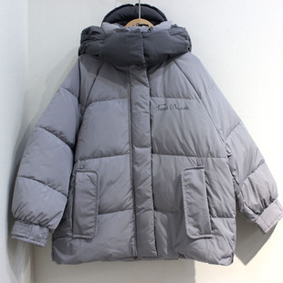 童装儿童冬季男孩帅气灰色带帽羽绒服学生中大童90白鸭绒120-170