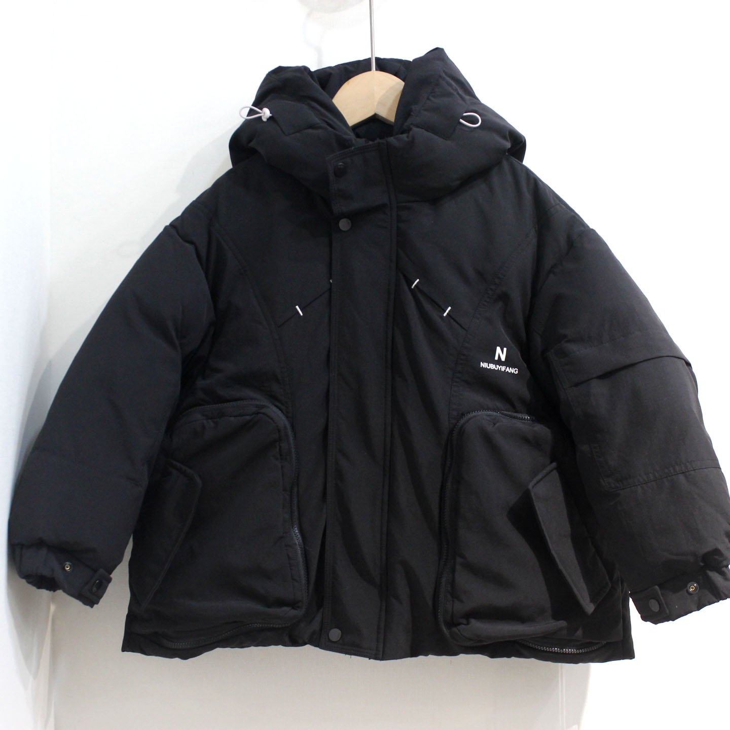 童装儿童冬季男女潮酷个性黑色带帽羽绒服学生90白鸭绒100-160码