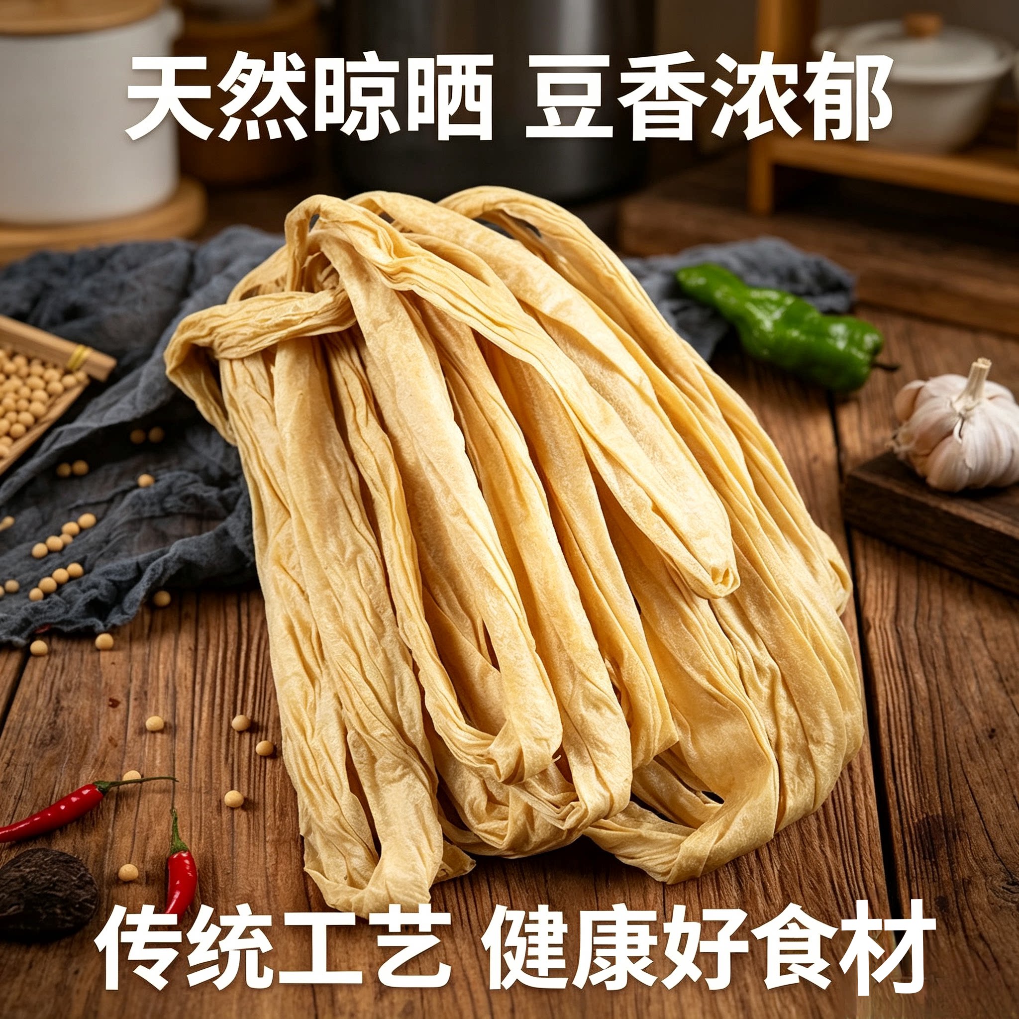 新品大豆薄豆皮人造肉蛋白肉豆制品豆腐皮非油皮 1000g豆香浓郁