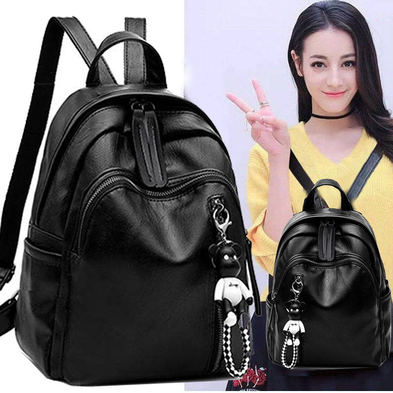 百搭2025新款韩版简约时尚百搭潮双肩包女休闲书包女背包女妈咪包