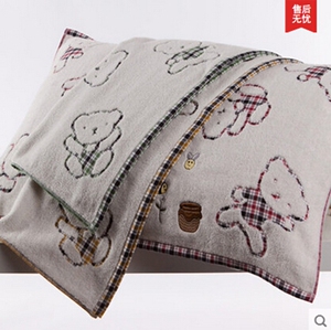 金号 纯棉枕巾 双层布艺 提花卡通小熊 可爱温馨 情侣枕巾G2478