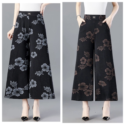 【厂家直销】裙裤冰丝国风妈妈裤