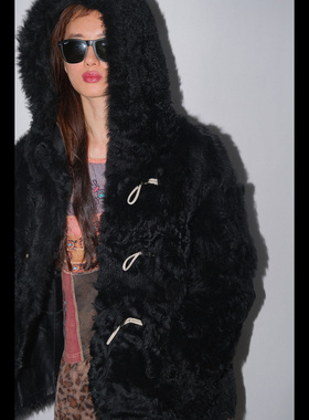 加厚百分百真皮毛一体黑色真毛大衣柔软外套a货清仓甩货特价折扣