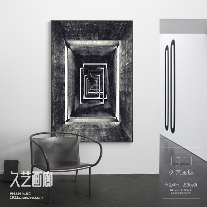 现代简约黑白装饰画办公室书房挂画客厅玄关抽象画酒店样板房壁画