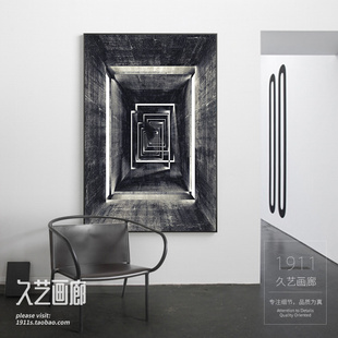 饰画办公室书房挂画客厅玄关抽象画酒店样板房壁画 现代简约黑白装