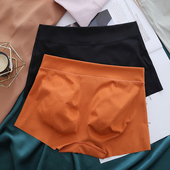 性感蜜桃臀防夹冰丝无痕平角内裤 女夏纯棉裆中腰提臀防走光安全裤