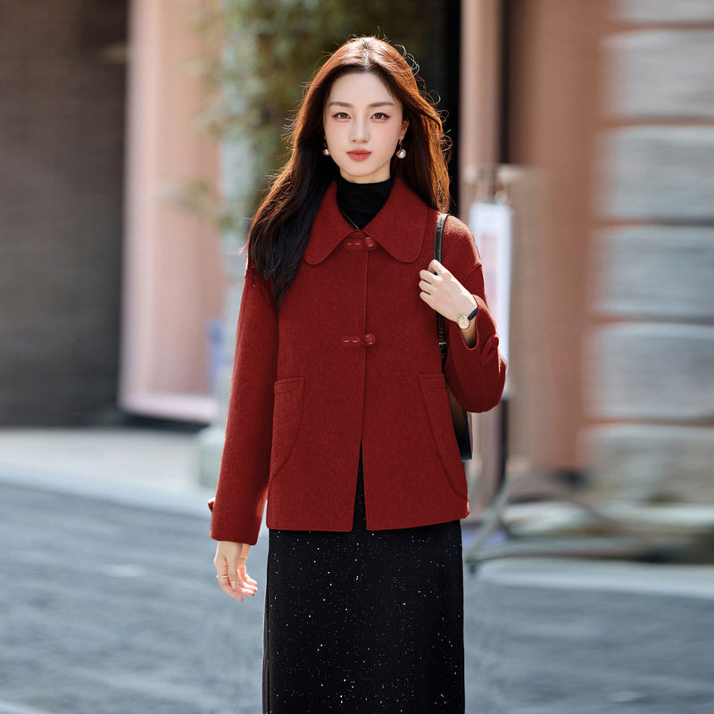 2025秋冬新款女装羊毛大衣女短款宽松双面呢女式毛呢外套GT8113